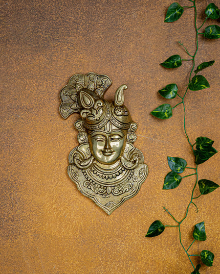 Brass Shreenathji Wall Hanging - 11 inch - WL5453