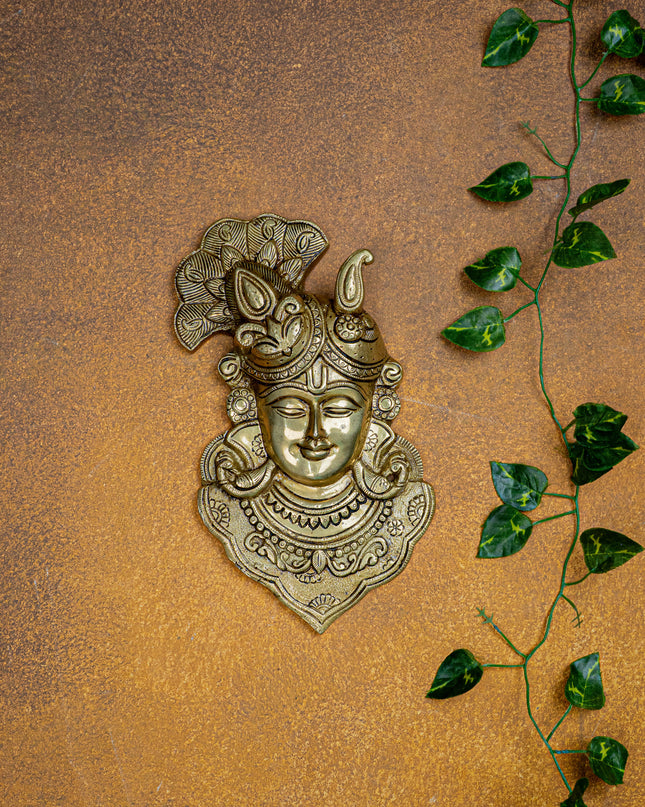 Brass Shreenathji Wall Hanging - 11 inch - WL5453