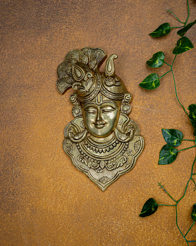Brass Shreenathji Wall Hanging - 11 inch - WL5453