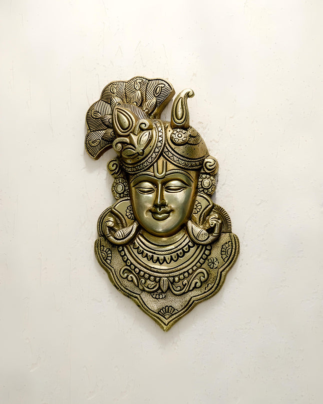 Brass Shreenathji Wall Hanging - 11 inch - WL5453