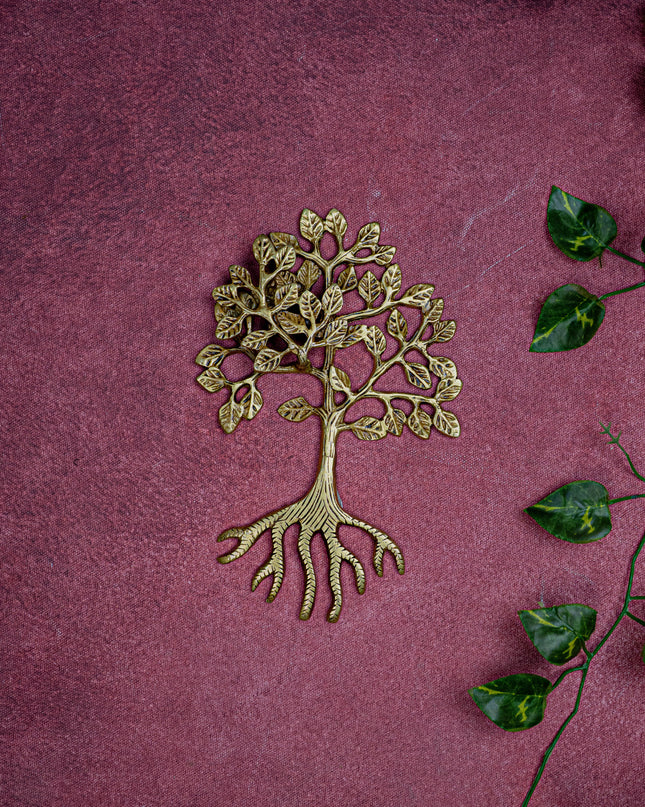 Brass Kalpavriksha Tree with Root - 8 inch - WL5457