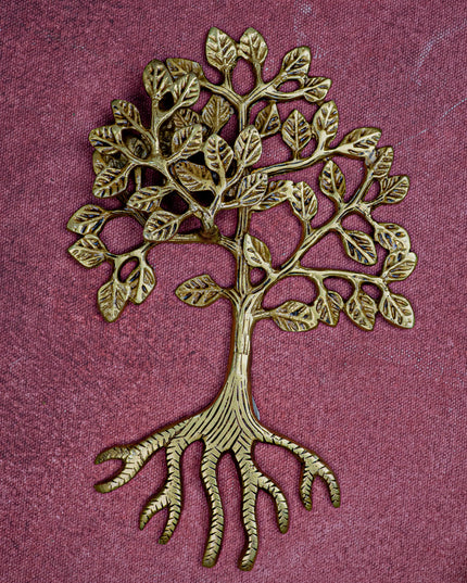 Brass Kalpavriksha Tree with Root - 8 inch - WL5457