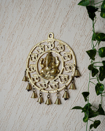 Brass Ganesha with Bells Wall Hanging - 9 inch - WL5459
