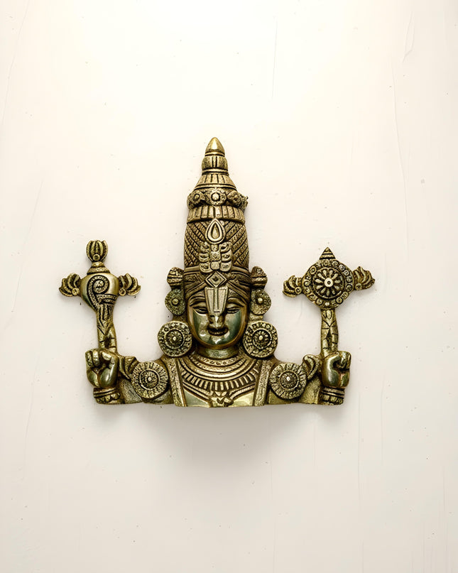 Brass Tirupathi Balaji Wall Hanging - 9 inch - WL5463