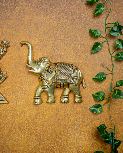 Brass Gajalakshmi with Elephant Wall Hanging - 10 inch - WL5464