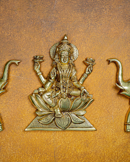 Brass Gajalakshmi with Elephant Wall Hanging - 10 inch - WL5464