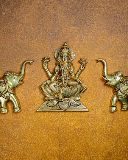Brass Gajalakshmi with Elephant Wall Hanging - 10 inch - WL5464
