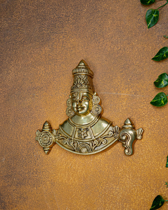 Brass Tirupathi Balaji Wall Hanging - 9 inch - WL5465