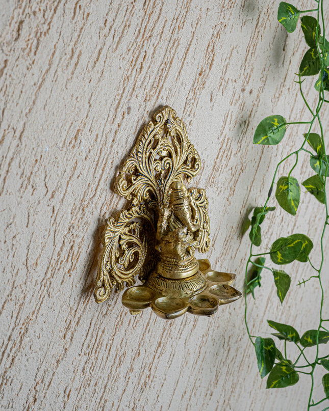 Brass Ganesha with Diya - 6 inch - WL5466