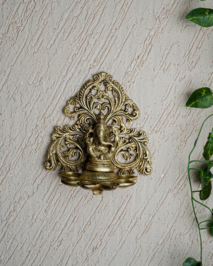 Brass Ganesha with Diya - 6 inch - WL5466