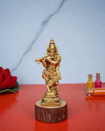 Brass Krishna Idol - 3 inch - WL5467