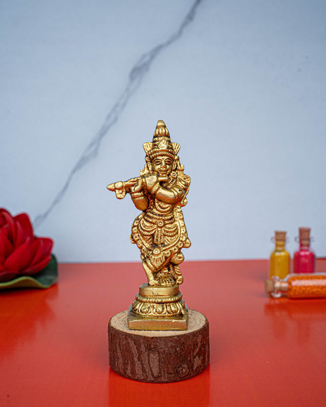 Brass Krishna Idol - 3 inch - WL5467