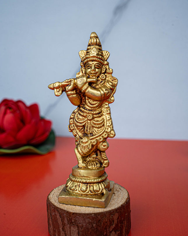 Brass Krishna Idol - 3 inch - WL5467