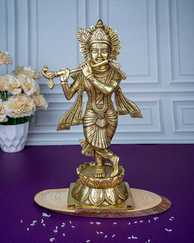 Brass Krishna Idol - 12 inch - WL5468