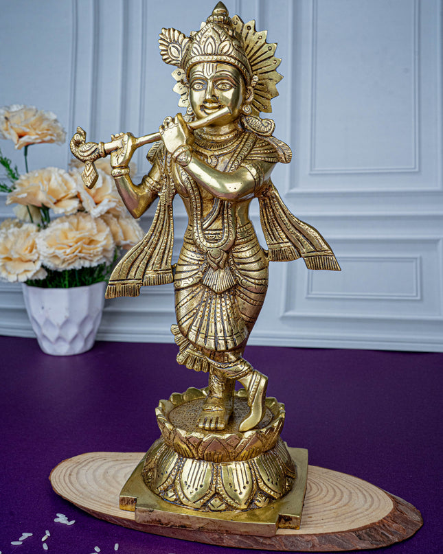 Brass Krishna Idol - 12 inch - WL5468