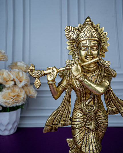 Brass Krishna Idol - 12 inch - WL5468