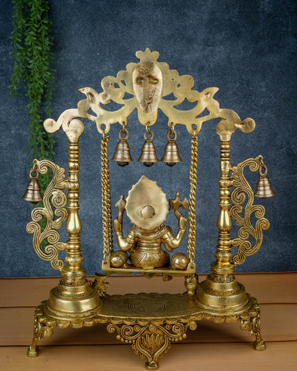 Brass Swing Ganesha with Bell - 19 inch - WL5470