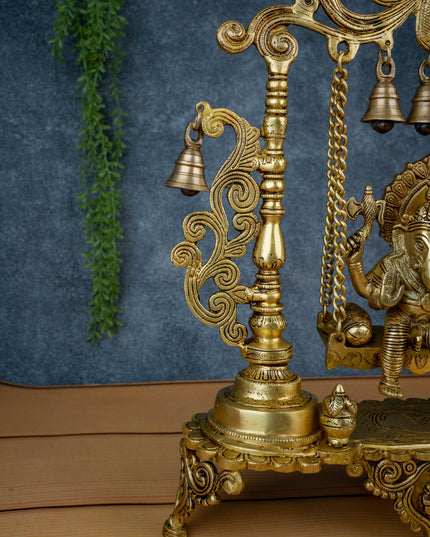 Brass Swing Ganesha with Bell - 19 inch - WL5470