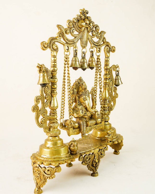 Brass Swing Ganesha with Bell - 19 inch - WL5470