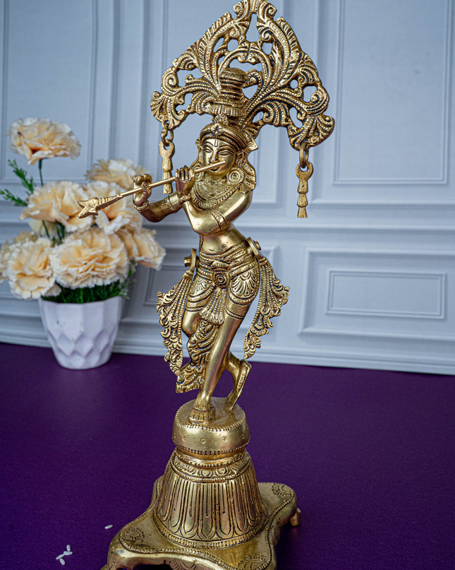 Brass Krishna Idol - 14 inch - WL5471