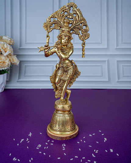 Brass Krishna Idol - 13 inch - WL5472