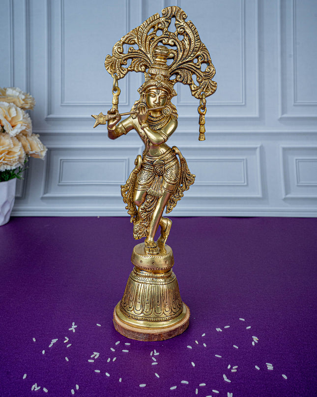 Brass Krishna Idol - 13 inch - WL5472