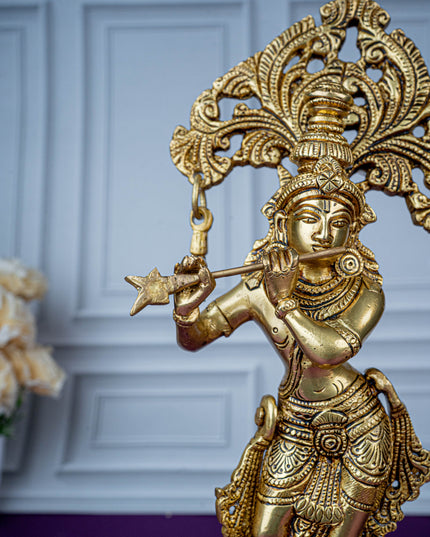 Brass Krishna Idol - 13 inch - WL5472