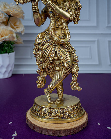 Brass Krishna Idol - 9 inch - WL5474