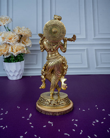 Brass Krishna Idol - 9 inch - WL5474