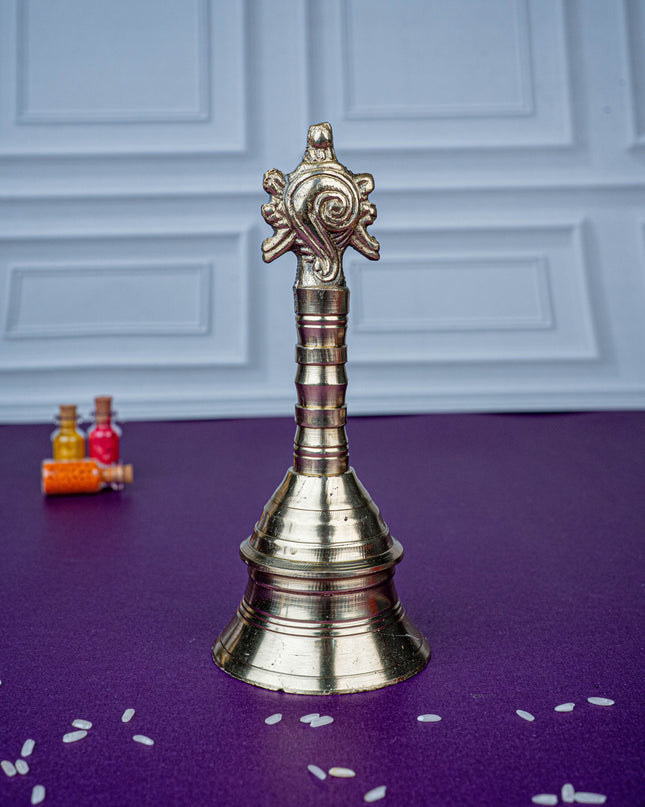 Brass Bell with Shankh - 7 inch - WL5475