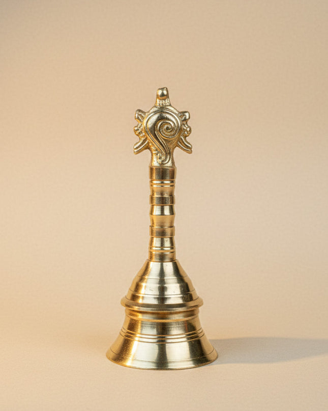 Brass Bell with Shankh - 7 inch - WL5475