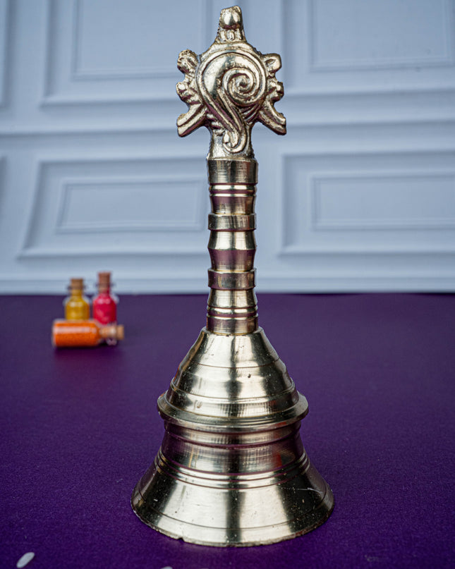 Brass Bell with Shankh - 7 inch - WL5475