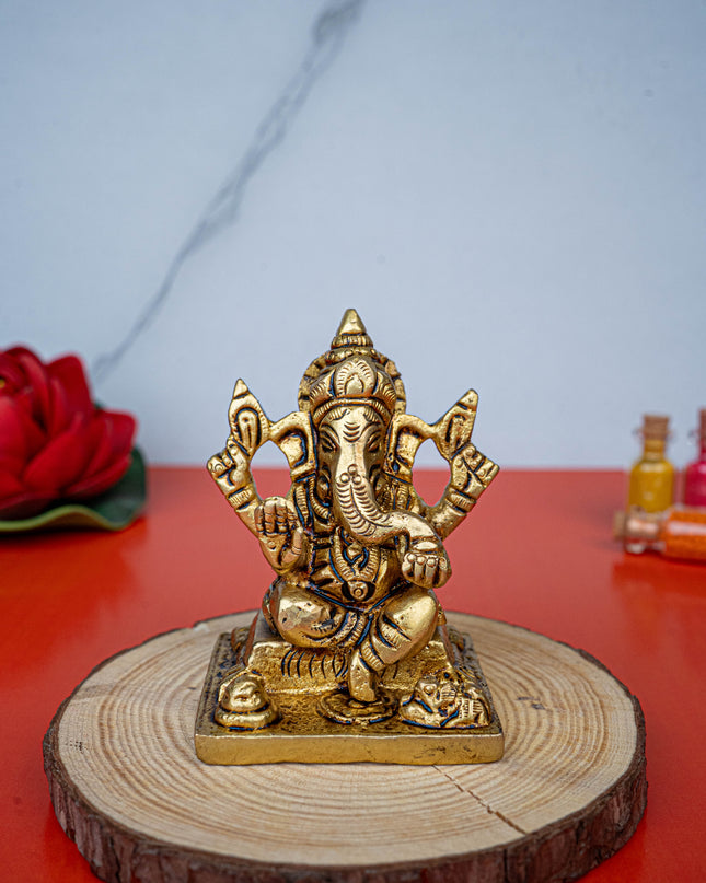 Brass Lakshmi Ganesha Idol - 3 inch - WL5484