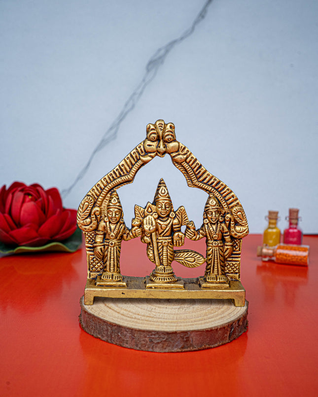 Brass Murugan Valli Deivanai in Frame - 4 inch - WL5485
