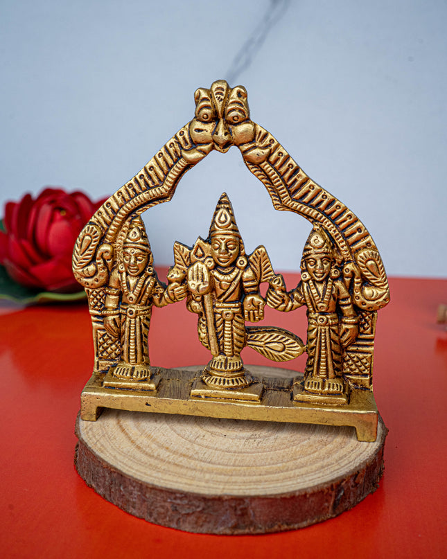 Brass Murugan Valli Deivanai in Frame - 4 inch - WL5485