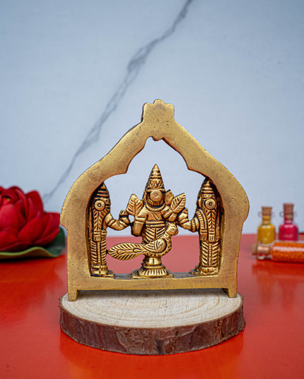 Brass Murugan Valli Deivanai in Frame - 4 inch - WL5485