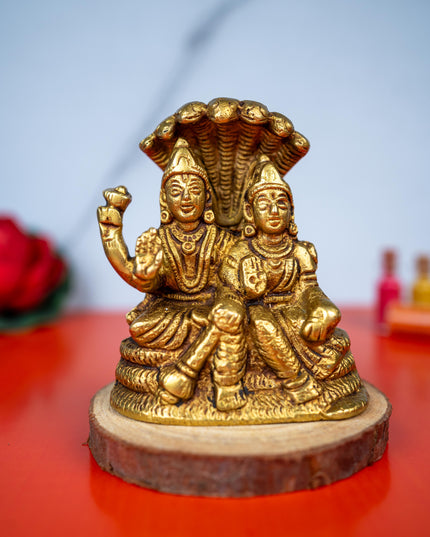 Brass Vishnu Lakshmi Idol - 4 inch - WL5486