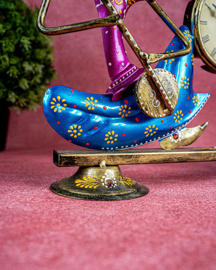 Metal Handpainted Musical Pen Stand with Clock - WL5488