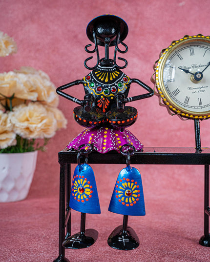Metal Handpainted Musician with Clock - 10 inch - WL5489