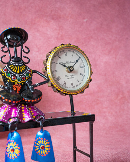 Metal Handpainted Musician with Clock - 10 inch - WL5489