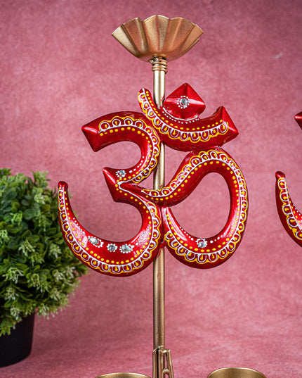 Metal Handpainted Om T Light Holder - Set of 2 - 13 Inch - WL5491