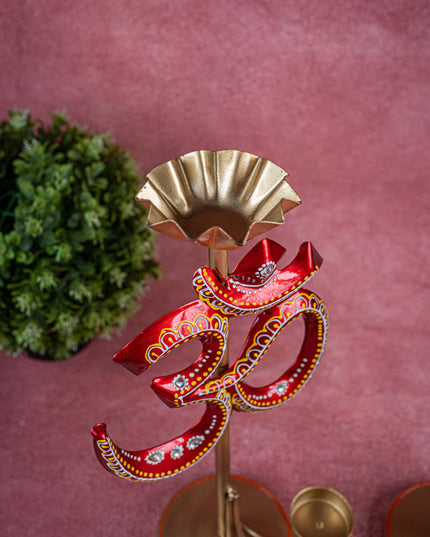 Metal Handpainted Om T Light Holder - Set of 2 - 13 Inch - WL5491