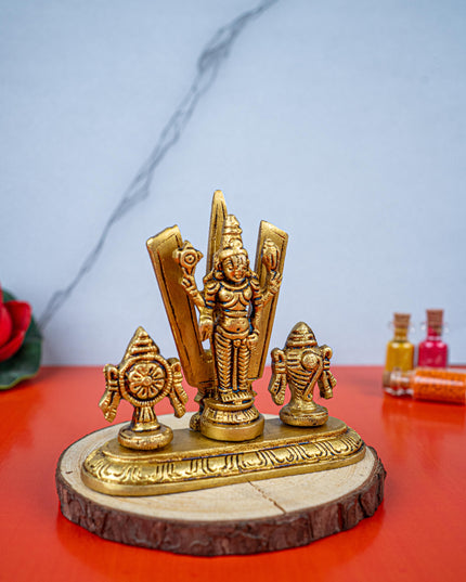 Brass Balaji with Shankh Chakra Namam Idol - 3 inch - WL5493
