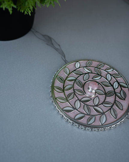 White Metal Designer Mug Lid - Pink - WL5495-1