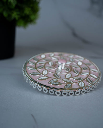 White Metal Designer Mug Lid - Pink - WL5495-1