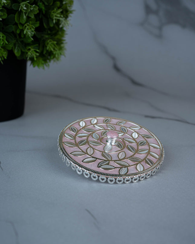 White Metal Designer Mug Lid - Pink - WL5495-1