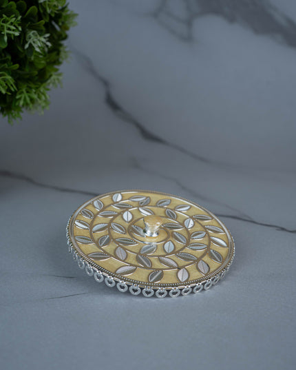 White Metal Designer Mug Lid - Beige - WL5495-2