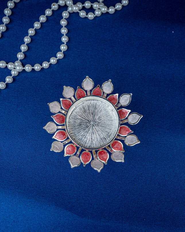 White Metal Designer T-Light Holder - Pink - WL5496-1