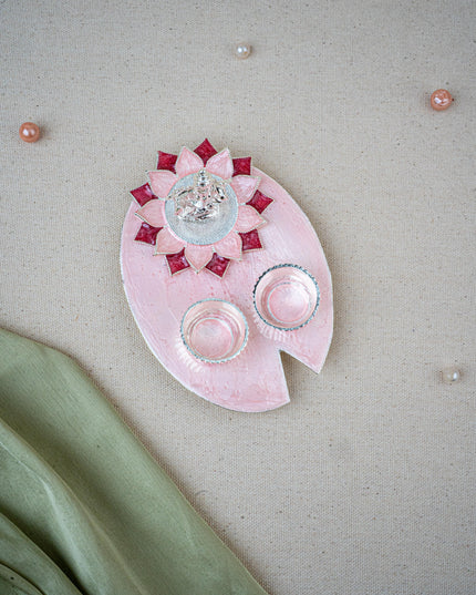 Lord Ganesha Manjal-Kumkum Holder - Pink - WL5500-1