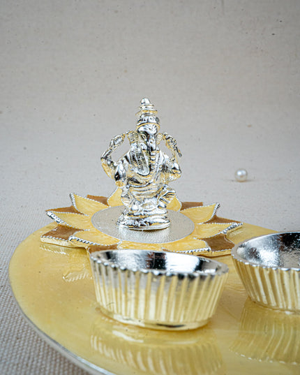Lord Ganesha Manjal-Kumkum Holder - Beige - WL5501-1